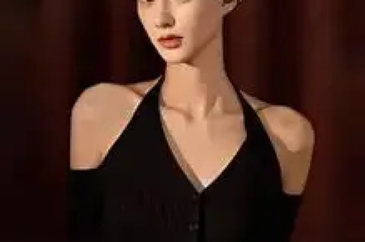 陈妍希银色挂颈深v连衣裙